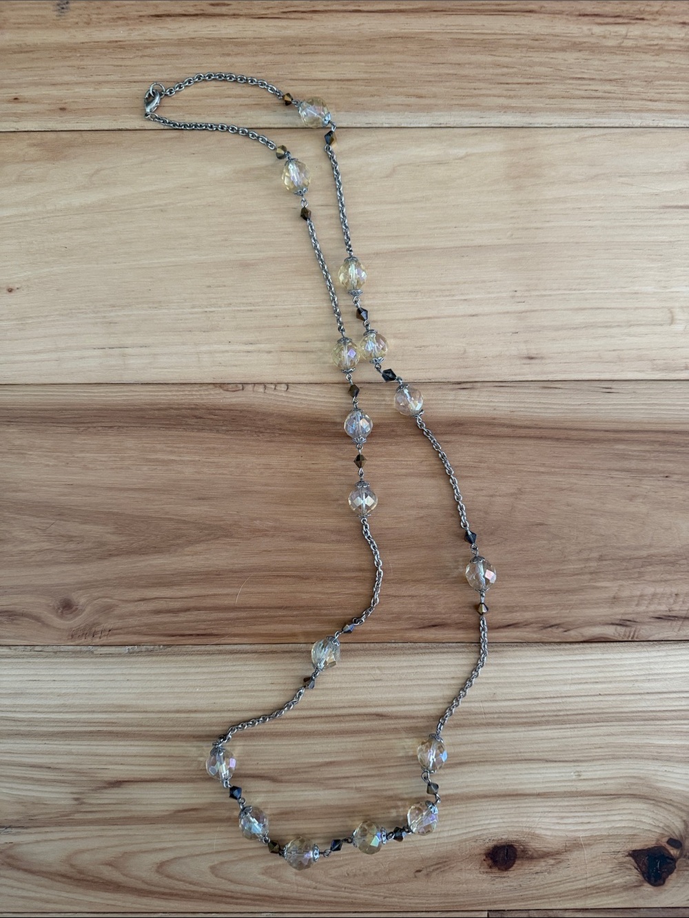 The Limited Iridescent Crystal Bead Necklace - Clear/Opalescent